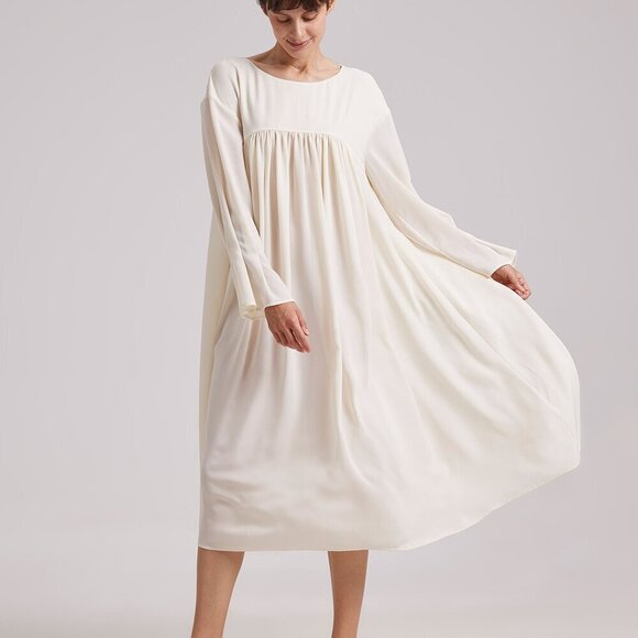 nap Loungewear Burnt Orange Flowy Pleated Midi Dress Sz. S - Picture 1 of 9